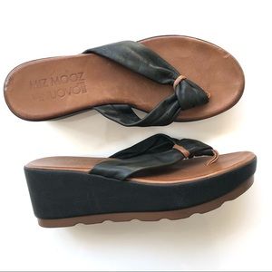 Miz Mooz Wedges Sandals Black Leather